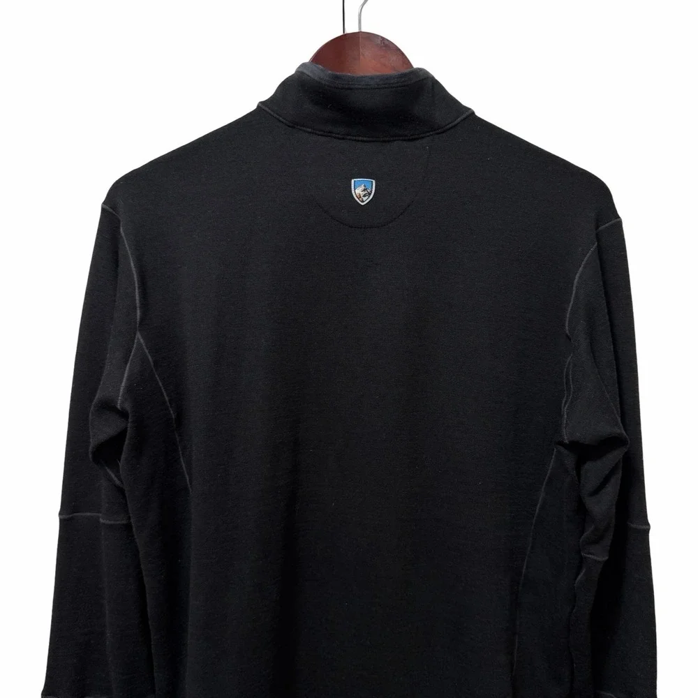Kuhl Mens Ryzer‎ 1/4 Zip Pullover Base Layer Shirt Size M Black Gray Outdoors
